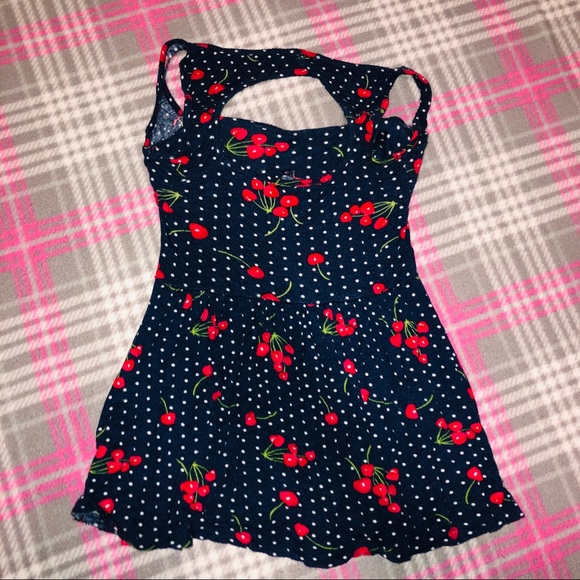 🍒 Kirra Navy Cherry Print Peplum Top - Picture 9 of 10